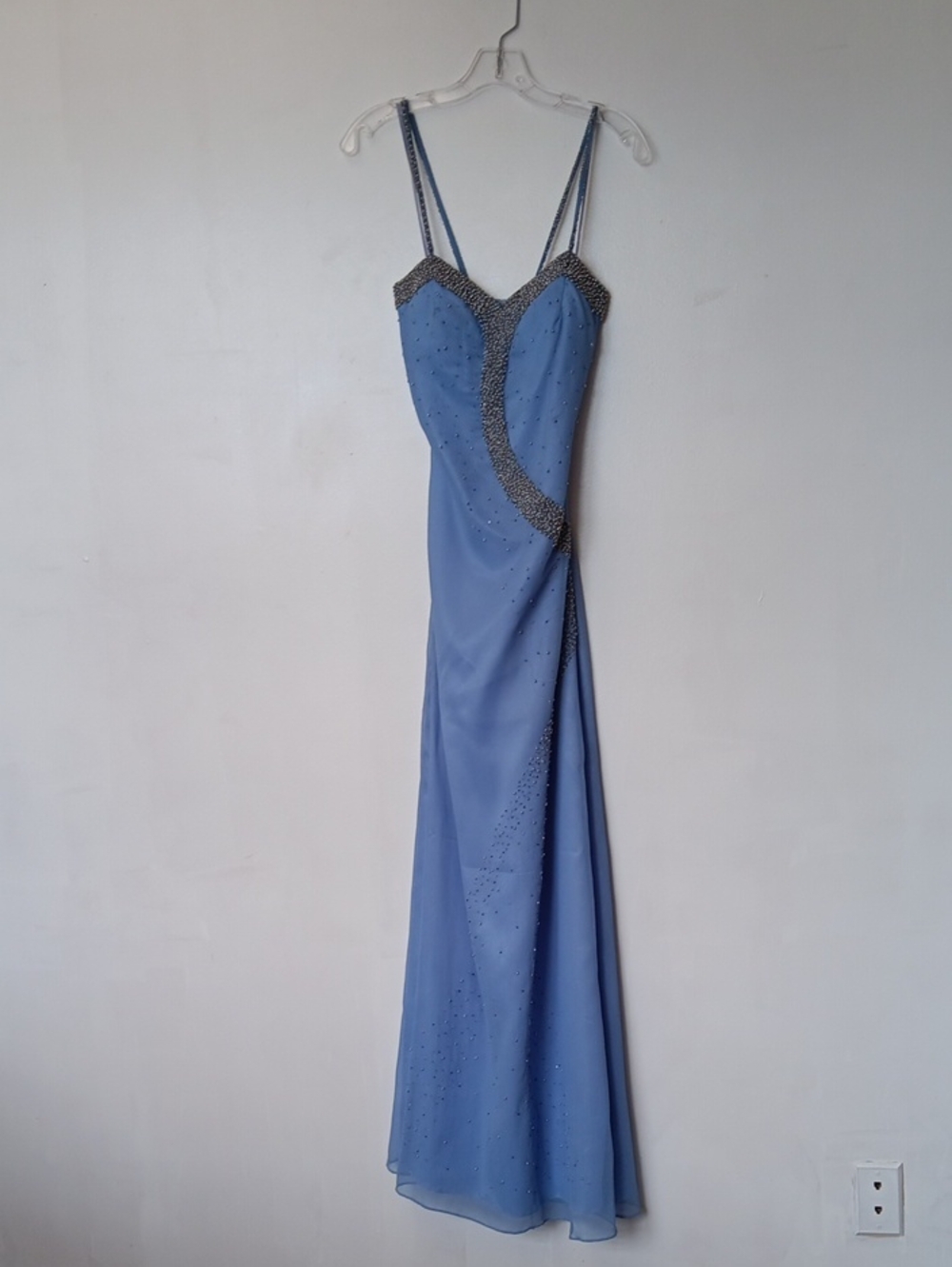 Riva Designs Powder Blue Beaded Maxi Gown